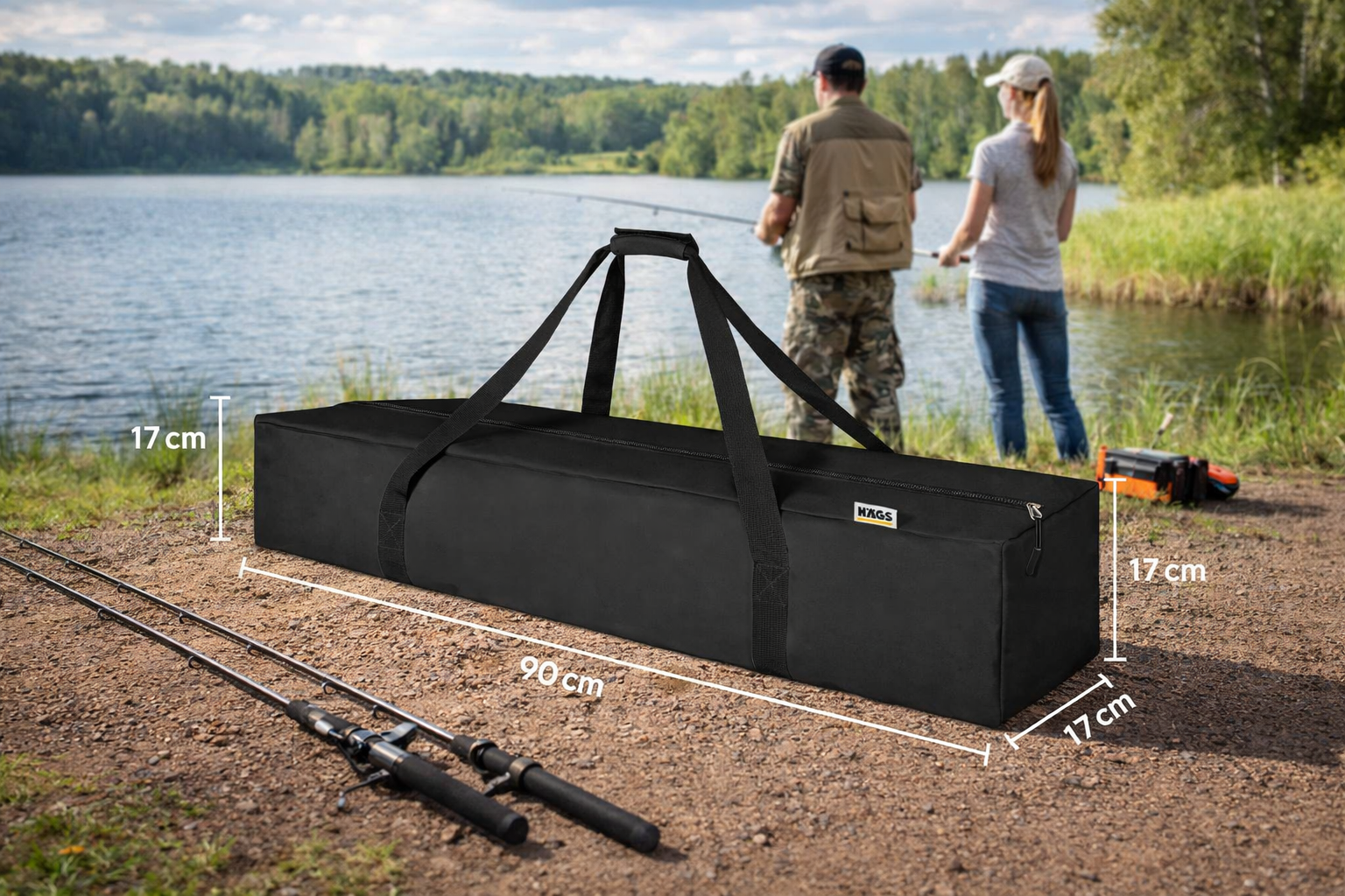 Haegs Taşıma Çantası İnce Uzun Çok Amaçlı Kamp Sandalyesi Tripod Çantası Fermuarlı Dayanıklı Kamp Malzemeleri Saklama Çantası 25L 90 x 17 x 17 cm Siyah 3