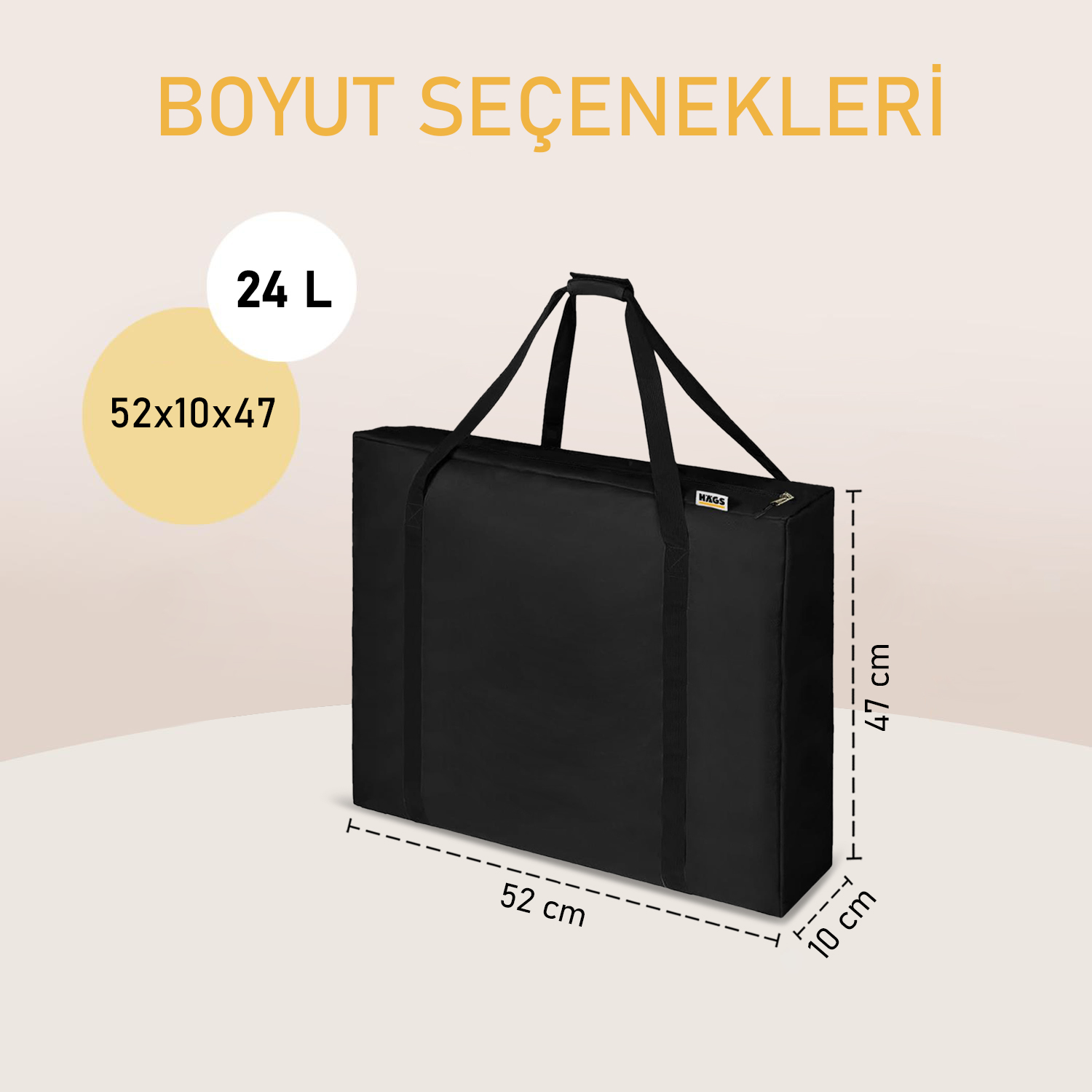 Haegs Taşıma Çantası İnce Yassı Çok Amaçlı Kamp Masası Çantası Fermuarlı Dayanıklı Saklama Çantası 24L 52 x 10 x 47 cm Siyah 2