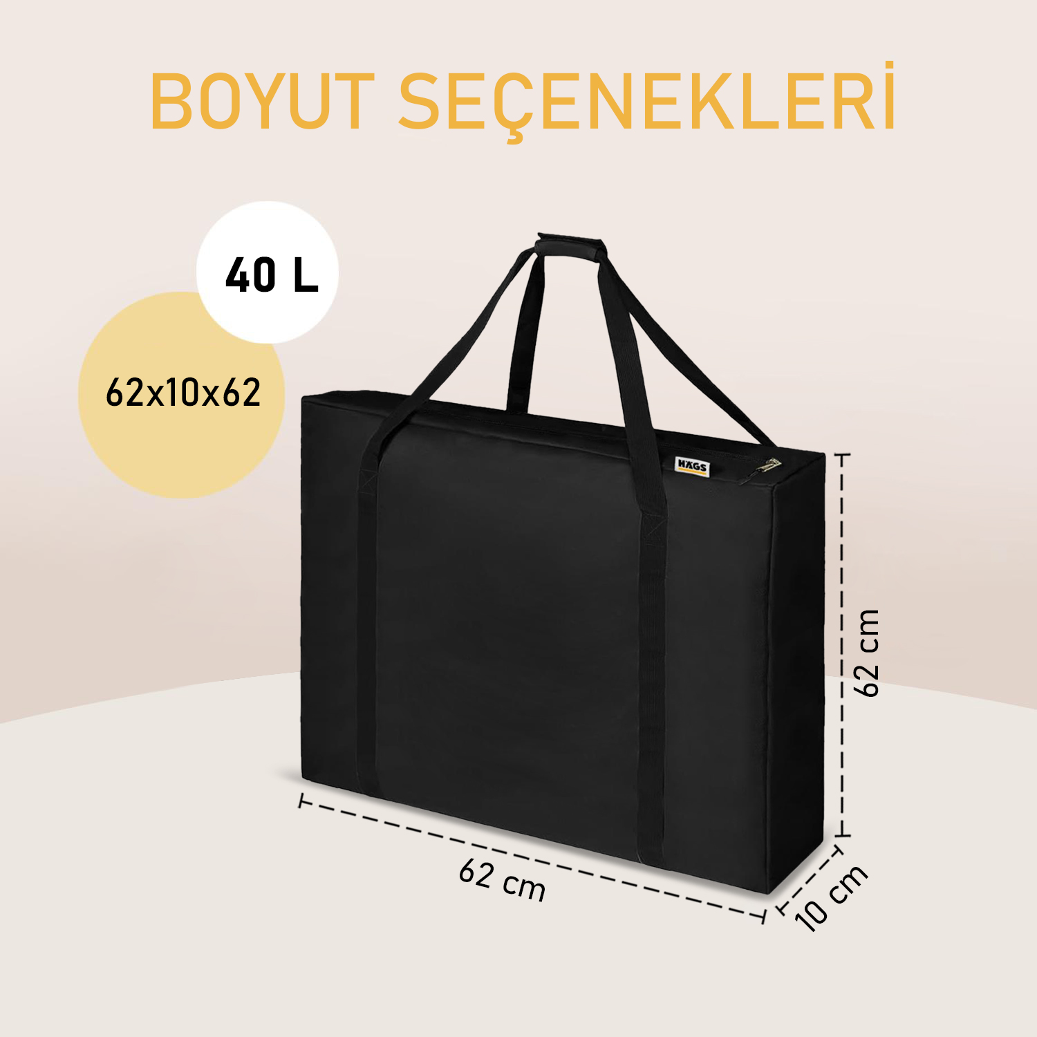 Haegs Taşıma Çantası İnce Yassı Çok Amaçlı Kamp Masası Çantası Fermuarlı Dayanıklı Saklama Çantası 40L 62 x 10 x 62 cm Siyah 2