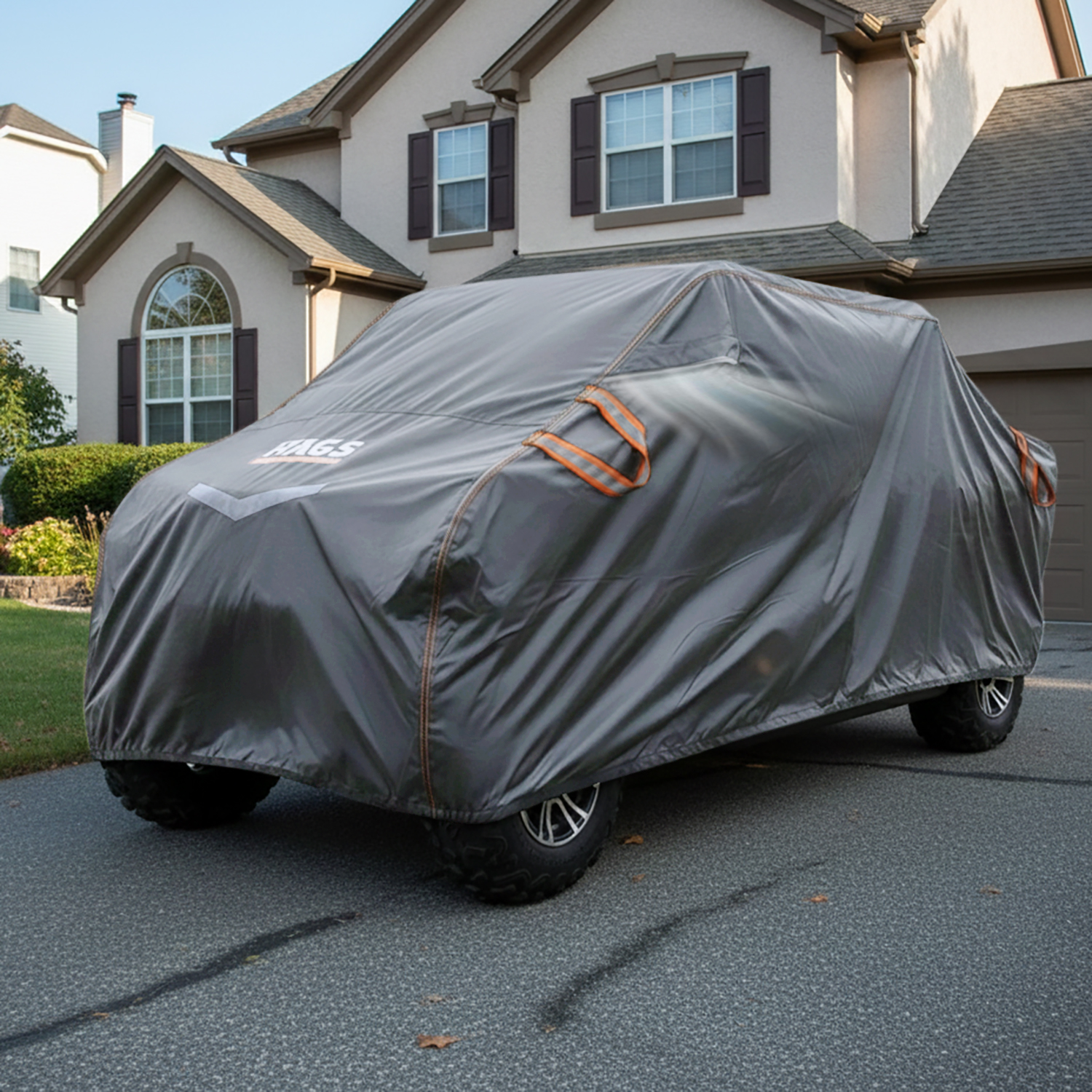 Haegs UTV Brandası UTV Koruma Kılıfı Örtüsü Ağır Hizmet Tipi Su Geçirmez 4 Mevsim Koruma Tek Sıra Koltuklu 2-3 Kişilik UTV için M-350-175-180cm Gri 2