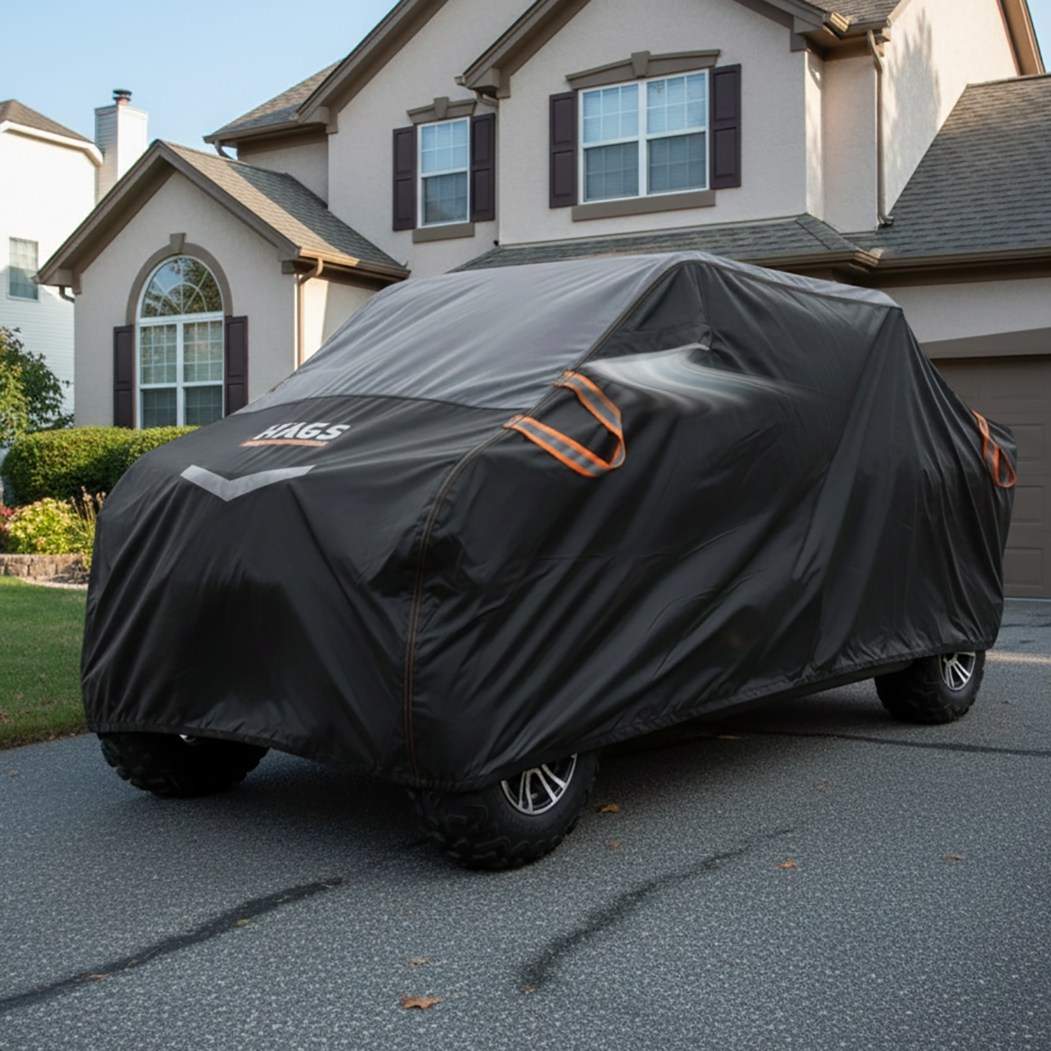 Haegs UTV Brandası UTV Koruma Kılıfı Örtüsü Ağır Hizmet Tipi Su Geçirmez 4 Mevsim Koruma Tek Sıra Koltuklu 2-3 Kişilik UTV için M-350-175-180cm Siyah - Gri 2