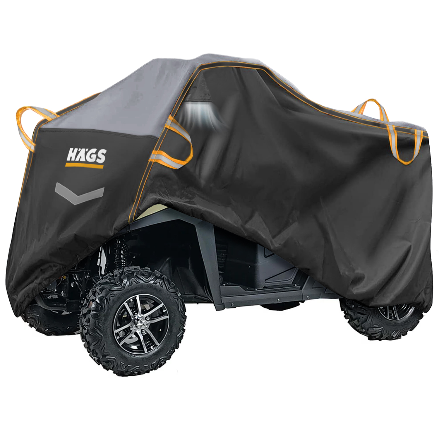 Haegs UTV Brandası UTV Koruma Kılıfı Örtüsü Ağır Hizmet Tipi Su Geçirmez 4 Mevsim Koruma Çift Sıra Koltuklu 4-6 Kişilik Plus UTV için XL-420-175-190cm Siyah - Gri
