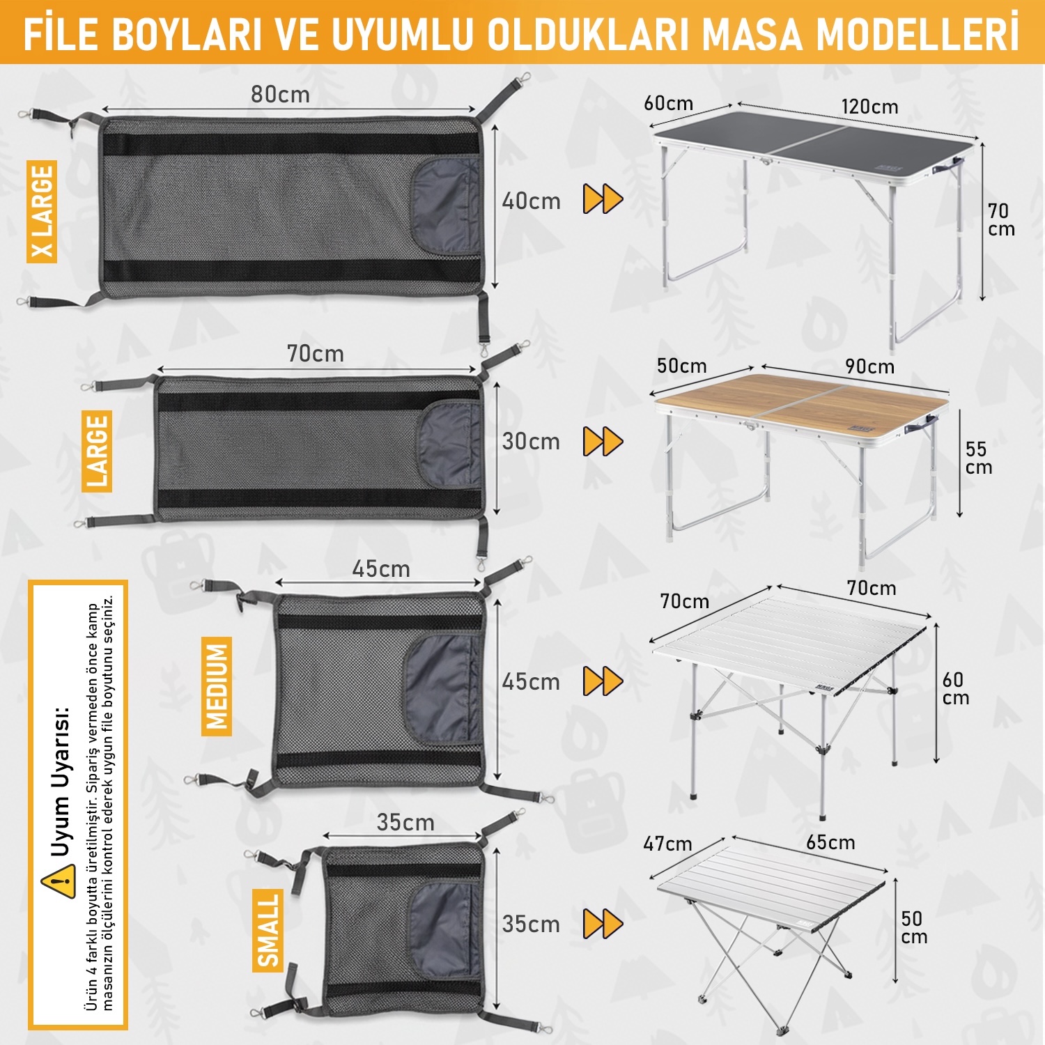 Masa Altı Saklama Filesi Kamp Piknik Outdoor için Masa Altı Kamp Malzemeleri Eşya Depolama Düzenleyici Organizer Kese Hurç File - XL - 80x40 cm - Mavi 3